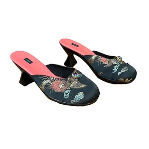 MERE vintage black silk brocade mule, size 9, Never worn